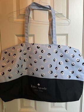 kate spade light blue and black floral canvas tote